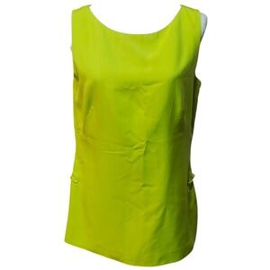 Shanghai Tang 100% Silk Sleeveless Top Lime Green Quiet Luxury Capsule US 12